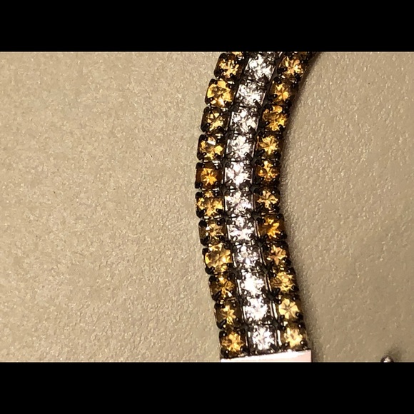 NWOT Sterling Silver White Topaz & Citrine Bracelet - Picture 7 of 12